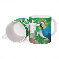 Christmas In July Brazil Ceramic Mug Feliz Natal Blue Macaw Santa Tropical Vibes