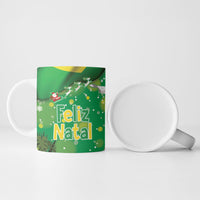 Christmas In July Brazil Ceramic Mug Feliz Natal Blue Macaw Santa Tropical Vibes