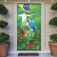 Christmas In July Brazil Door Cover Feliz Natal Blue Macaw Santa Tropical Vibes