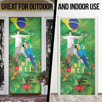 Christmas In July Brazil Door Cover Feliz Natal Blue Macaw Santa Tropical Vibes