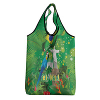 Christmas In July Brazil Grocery Bag Feliz Natal Blue Macaw Santa Tropical Vibes