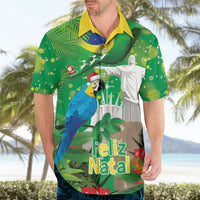 Christmas In July Brazil Hawaiian Shirt Feliz Natal Blue Macaw Santa Tropical Vibes
