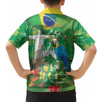 Christmas In July Brazil Hawaiian Shirt Feliz Natal Blue Macaw Santa Tropical Vibes