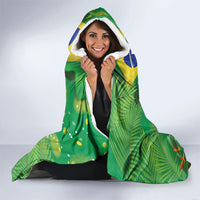 Christmas In July Brazil Hooded Blanket Feliz Natal Blue Macaw Santa Tropical Vibes