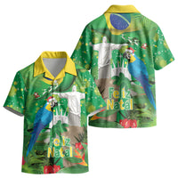 Christmas In July Brazil Kid Hawaiian Shirt Feliz Natal Blue Macaw Santa Tropical Vibes LT14