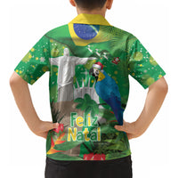 Christmas In July Brazil Kid Hawaiian Shirt Feliz Natal Blue Macaw Santa Tropical Vibes LT14