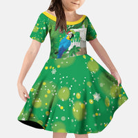 Christmas In July Brazil Kid Short Sleeve Dress Feliz Natal Blue Macaw Santa Tropical Vibes