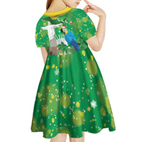 Christmas In July Brazil Kid Short Sleeve Dress Feliz Natal Blue Macaw Santa Tropical Vibes