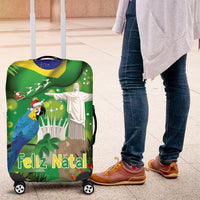 Christmas In July Brazil Luggage Cover Feliz Natal Blue Macaw Santa Tropical Vibes