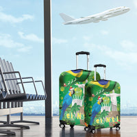 Christmas In July Brazil Luggage Cover Feliz Natal Blue Macaw Santa Tropical Vibes