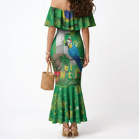 Christmas In July Brazil Mermaid Dress Feliz Natal Blue Macaw Santa Tropical Vibes