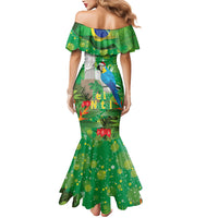Christmas In July Brazil Mermaid Dress Feliz Natal Blue Macaw Santa Tropical Vibes