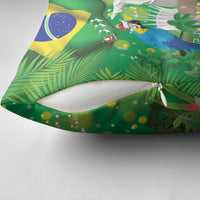 Christmas In July Brazil Pillow Cover Feliz Natal Blue Macaw Santa Tropical Vibes