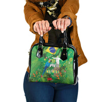 Christmas In July Brazil Shoulder Handbag Feliz Natal Blue Macaw Santa Tropical Vibes
