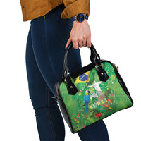Christmas In July Brazil Shoulder Handbag Feliz Natal Blue Macaw Santa Tropical Vibes