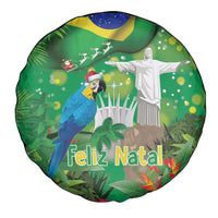 Christmas In July Brazil Spare Tire Cover Feliz Natal Blue Macaw Santa Tropical Vibes