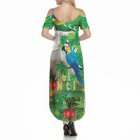 Christmas In July Brazil Summer Maxi Dress Feliz Natal Blue Macaw Santa Tropical Vibes