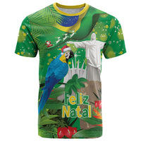 Christmas In July Brazil T Shirt Feliz Natal Blue Macaw Santa Tropical Vibes