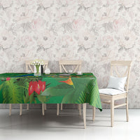 Christmas In July Brazil Tablecloth Feliz Natal Blue Macaw Santa Tropical Vibes