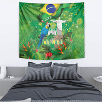 Christmas In July Brazil Tapestry Feliz Natal Blue Macaw Santa Tropical Vibes