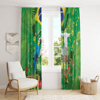 Christmas In July Brazil Window Curtain Feliz Natal Blue Macaw Santa Tropical Vibes