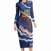 Custom Ecuador 2026 Football Long Sleeve Bodycon Dress Come On La Tri Grunge Style
