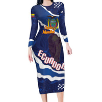 Custom Ecuador 2026 Football Long Sleeve Bodycon Dress Come On La Tri Grunge Style