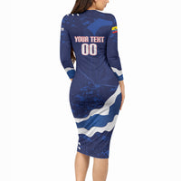 Custom Ecuador 2026 Football Long Sleeve Bodycon Dress Come On La Tri Grunge Style