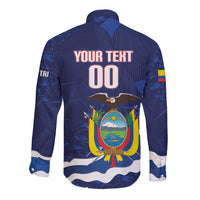 Custom Ecuador 2026 Football Long Sleeve Button Shirt Come On La Tri Grunge Style