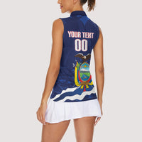 Custom Ecuador 2026 Football Women Sleeveless Polo Shirt Come On La Tri Grunge Style