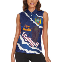 Custom Ecuador 2026 Football Women Sleeveless Polo Shirt Come On La Tri Grunge Style