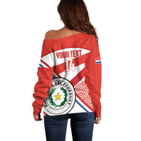 Custom Paraguay 2026 Football Off Shoulder Sweater Come On La Albirroja