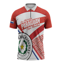 Custom Paraguay 2026 Football Zipper Polo Shirt Come On La Albirroja
