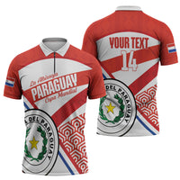 Custom Paraguay 2026 Football Zipper Polo Shirt Come On La Albirroja