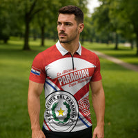 Custom Paraguay 2026 Football Zipper Polo Shirt Come On La Albirroja