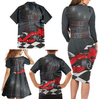 Racing Car 2025 Family Matching Long Sleeve Bodycon Dress and Hawaiian Shirt GP Circuits Born To Speed - Wonder Print Shop