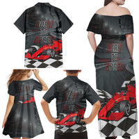Racing Car 2025 Family Matching Off Shoulder Maxi Dress and Hawaiian Shirt GP Circuits Born To Speed - Wonder Print Shop