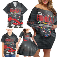 Racing Car 2025 Family Matching Off Shoulder Short Dress and Hawaiian Shirt GP Circuits Born To Speed - Wonder Print Shop