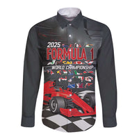 Racing Car 2025 Long Sleeve Button Shirt GP Circuits Born To Speed - Wonder Print Shop