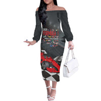 Racing Car 2025 Off The Shoulder Long Sleeve Dress GP Circuits Born To Speed - Wonder Print Shop