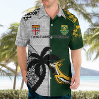 South Africa And Fiji Rugby Hawaiian Shirt 2023 World Cup Fijian Tapa With Kente Pattern - Wonder Print Shop