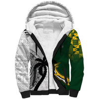 South Africa And Fiji Rugby Sherpa Hoodie 2023 World Cup Fijian Tapa With Kente Pattern - Wonder Print Shop