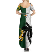 South Africa And Fiji Rugby Summer Maxi Dress 2023 World Cup Fijian Tapa With Kente Pattern - Wonder Print Shop