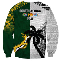 South Africa And Fiji Rugby Sweatshirt 2023 World Cup Fijian Tapa With Kente Pattern - Wonder Print Shop