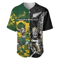 South Africa And Aotearoa Rugby Baseball Jersey 2023 Springboks Kente Combine All Black Maori Fern - Wonder Print Shop