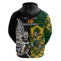 South Africa And Aotearoa Rugby Hoodie 2023 Springboks Kente Combine All Black Maori Fern - Wonder Print Shop