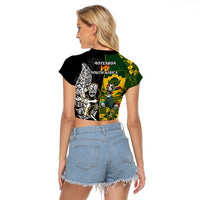 South Africa And Aotearoa Rugby Raglan Cropped T Shirt 2023 Springboks Kente Combine All Black Maori Fern - Wonder Print Shop