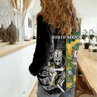 South Africa And Aotearoa Rugby Women Casual Shirt 2023 Springboks Kente Combine All Black Maori Fern - Wonder Print Shop