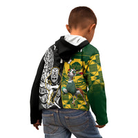 Custom South Africa And Aotearoa Rugby Kid Hoodie 2023 Springboks Kente Combine All Black Maori Fern - Wonder Print Shop