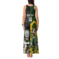 Custom South Africa And Aotearoa Rugby Tank Maxi Dress 2023 Springboks Kente Combine All Black Maori Fern - Wonder Print Shop